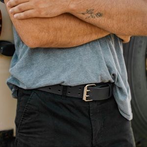Men’s Leather Double Prong Belts - Black